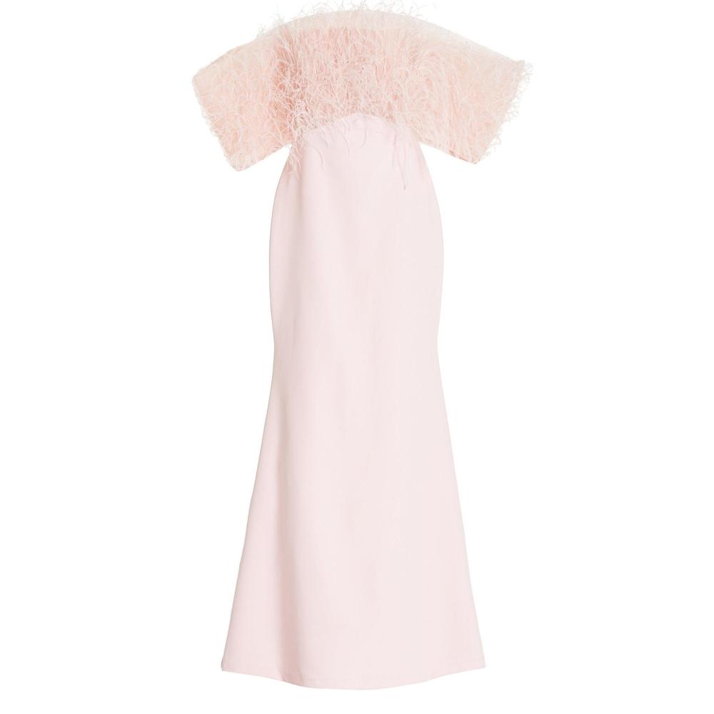 Aliétte - Feather Trim Off-The-Shoulder Gown - Us 6